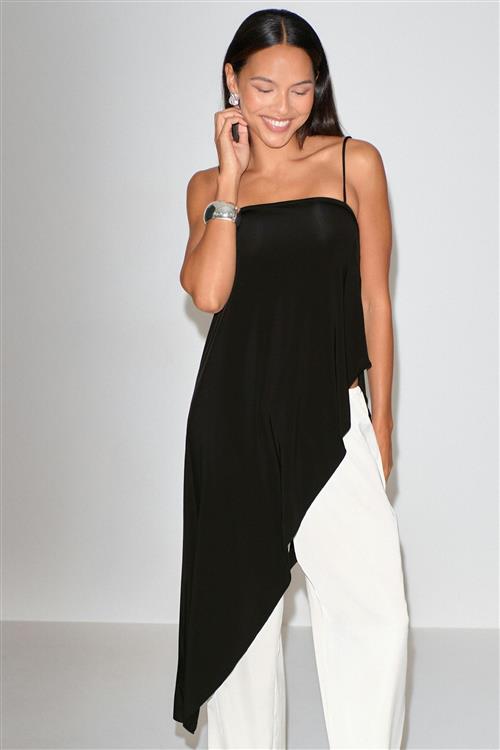 Gina Tricot - Asymmetric singlet - Tanktops - Sort - S - Dame