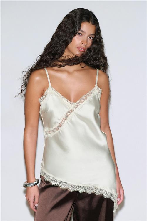 Gina Tricot - Satin asymmetric singlet - Toppe uden ærmer - Hvid - 40 - Dame