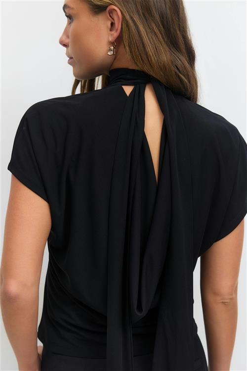 Gina Tricot - Tie top - toppe med bindebånd - Sort - S - Dame