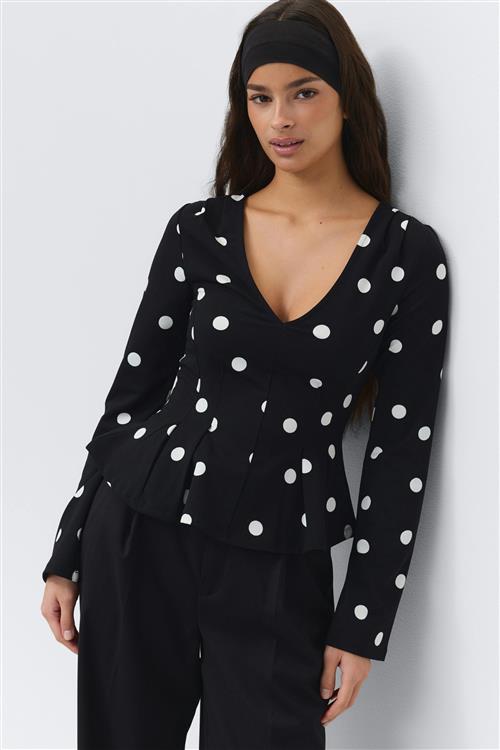 Gina Tricot - Peplum top - peplum toppe - Sort - L - Dame