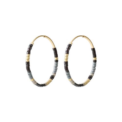 Pilgrim ALISON øreringe sort, guldbelagt