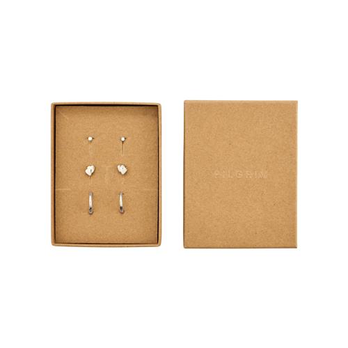 Pilgrim HALO gavesæt, øreringe 3-i-ét sæt, sølvbelagt