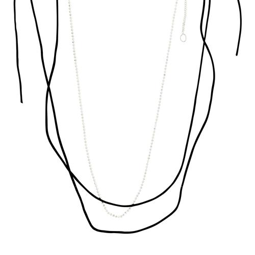 Pilgrim CHARM halskæder 2-i-ét sæt, sølvbelagt/sort