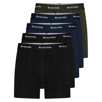 Resteröds 5P Kalle Bamboo Boxer Sort/Grøn X-Large Herre
