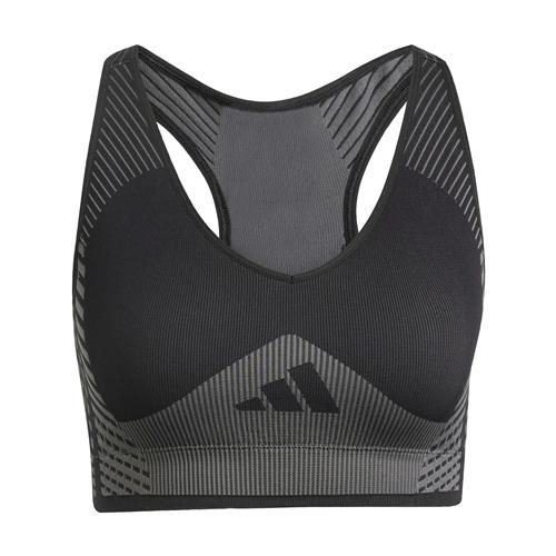 ADIDAS PERFORMANCE Sports-BH 'AEROKNIT Training Light Support'  grå / sort