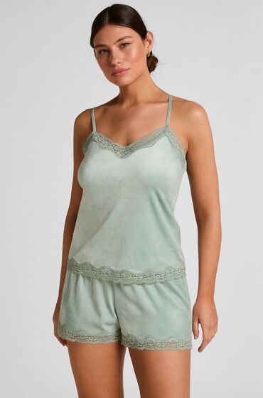 Hunkemöller Short i velour og blonde Grøn