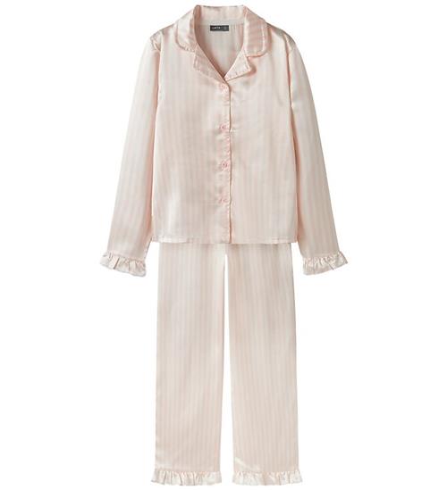 LMTD Nattøj - Satin - NlfNightystripes - Crystal Pink/Hvid
