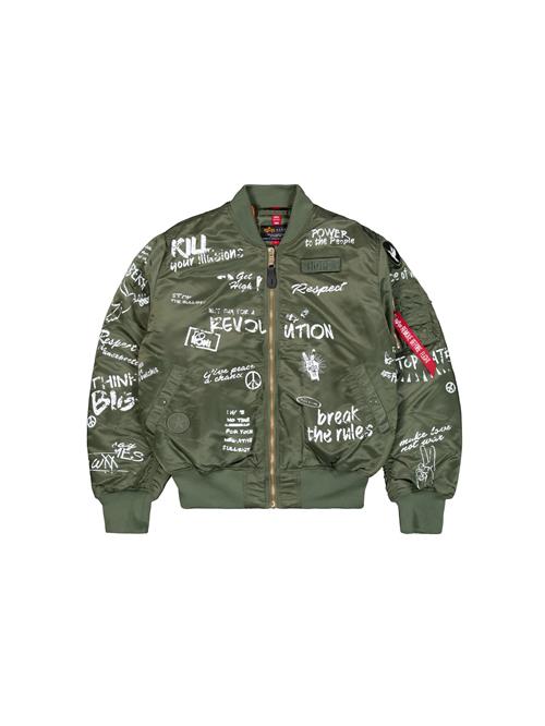 ALPHA INDUSTRIES Overgangsjakke 'MA-1 Peace'  oliven / hvid
