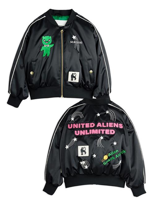 Mini Rodini United Aliens Unlimited Baseballjakke I Satin Black  Black 128/134 cm  Sort  128/134 cm  unisex