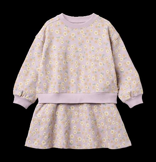Wheat GOTS Maggie Sweat-kjole Lavender Daisies  Lavender Daisies 110 cm  Lilla  110 cm  kvinde