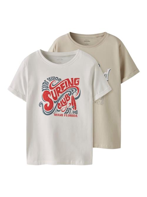 NAME IT Shirts 'NKMVux'  beige / navy / mørkerød / hvid