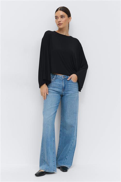 Gina Tricot - Low wide jeans - wide jeans - Blå - 40 - Dame