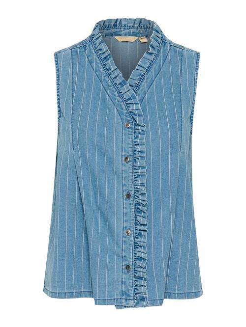 CULTURE Vest 'CU Renny'  blue denim / hvid