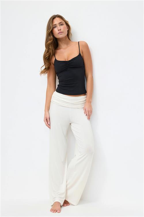 Gina Tricot - Folded wide yoga trousers - yoga pants - Hvid - XL - Dame
