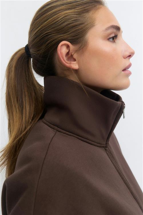 Gina Tricot - Soft sport zip sweater - Trøjer - Brun - M - Dame