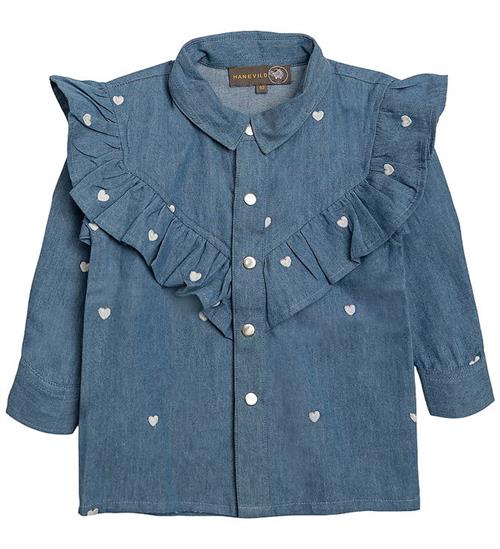 Hanevild Skjorte - Heart - Denim m. Hjerter