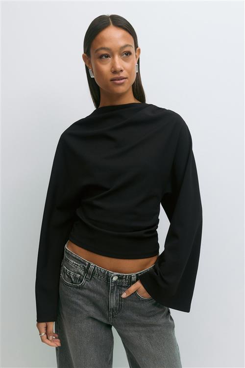 Gina Tricot - Drapy top - Langærmede toppe - Sort - S - Dame