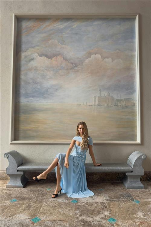 Gina Tricot - Sequin maxi dress - Lange kjoler - Blå - S - Dame