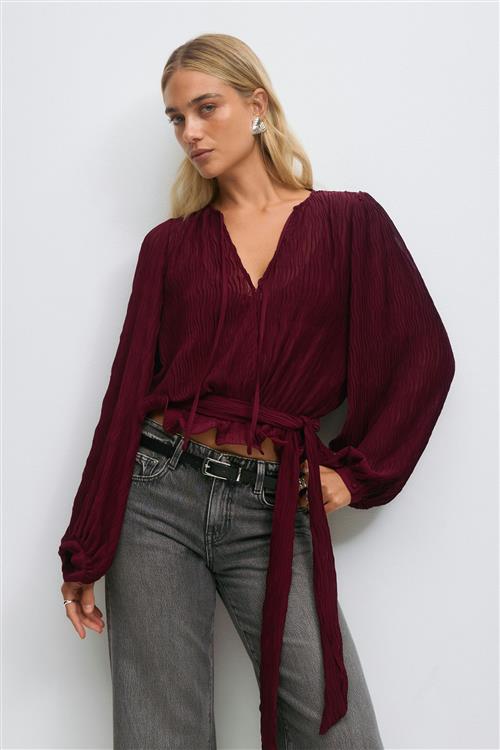 Gina Tricot - Tie blouse - Bluser - Rød - S - Dame