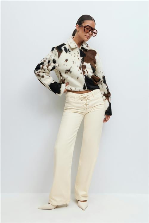 Gina Tricot - Lacing jeans - Low waist jeans - Hvid - 36 - Dame