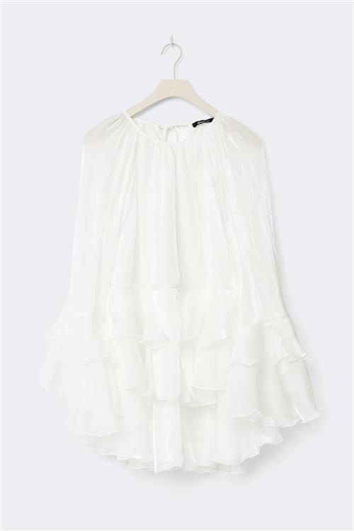 Gina Tricot - Flowy frill mini dress - korte kjoler - Hvid - 42 - Dame