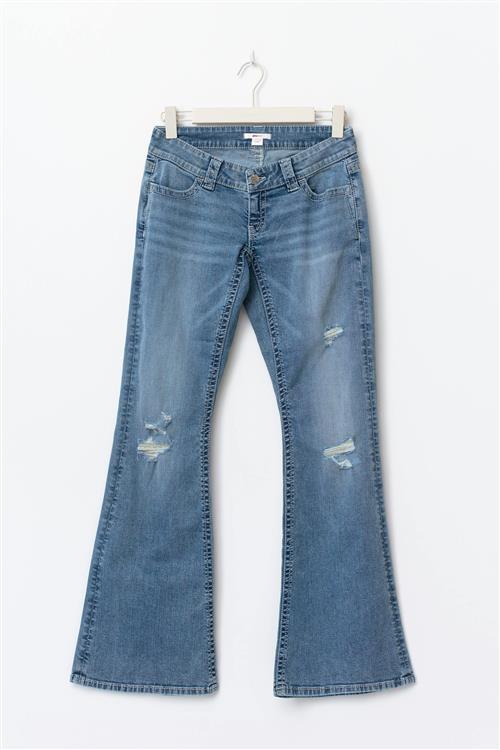 Gina Tricot - 14+ sparkle flare jeans curve - flare jeans - Blå - L - Dame