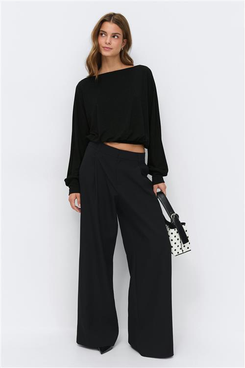 Gina Tricot - Boatneck top - Langærmede toppe - Sort - S - Dame