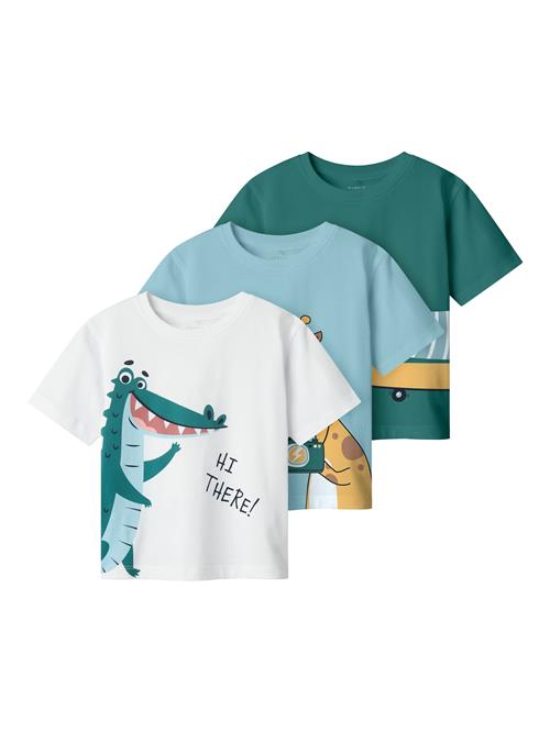 NAME IT Shirts 'NMMHelge'  lyseblå / gul / mørkegrøn / hvid