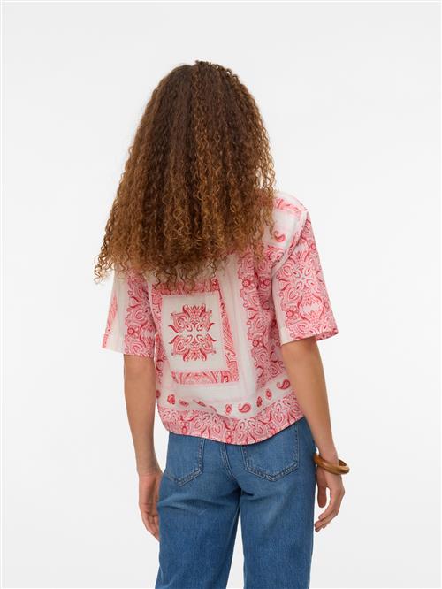 VERO MODA Bluse 'VMMILAN OMIA'  rød / hvid