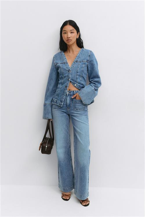 Gina Tricot - Front pocket flare jeans - Flare & bootcut jeans - Blå - 32 - Dame