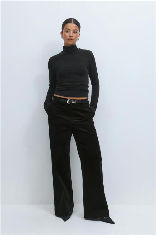 Gina Tricot - Corduroy high waist trousers - Fløjlsbukser - Sort - 34 - Dame