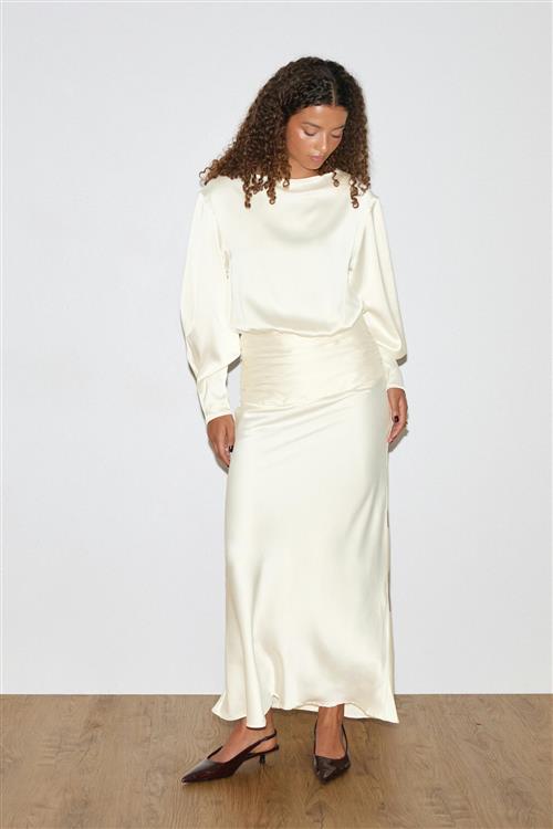 Gina Tricot - Satin maxi dress - satinkjoler - Hvid - 38 - Dame