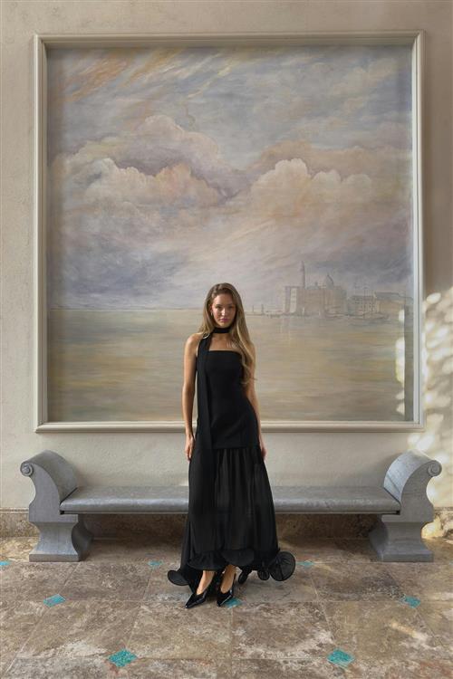 Gina Tricot - Bandeau frill maxi dress - Lange kjoler - Sort - 40 - Dame