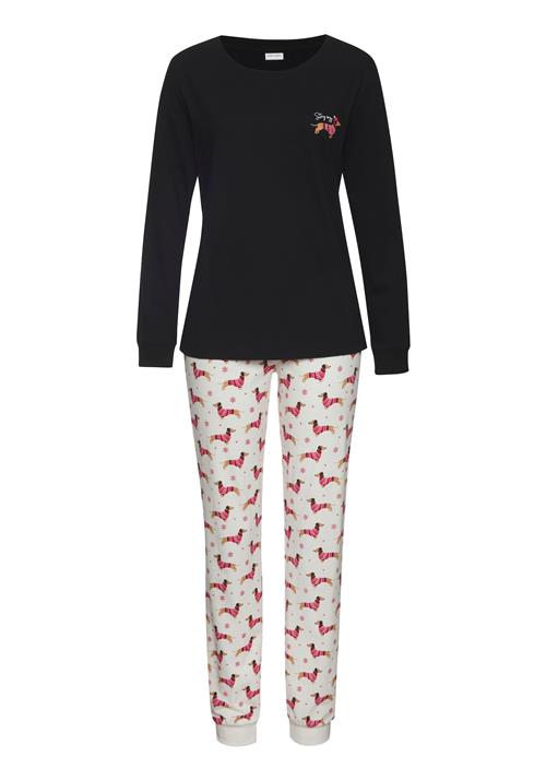 LASCANA Pyjamas  lysebrun / sort / hvid