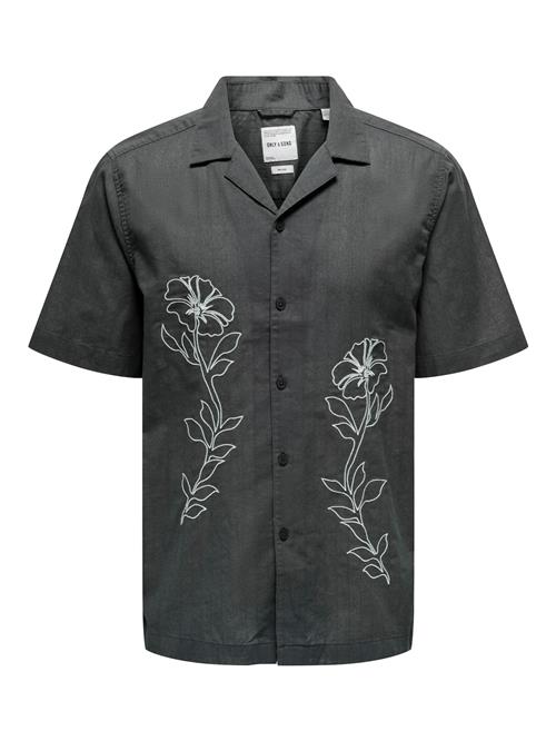 Only & Sons Skjorte 'ONSGali'  mørkegrå / offwhite