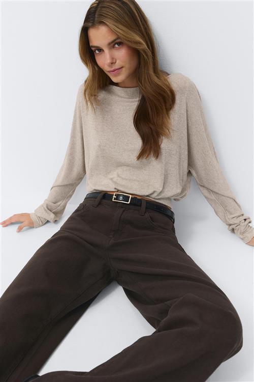 Gina Tricot - Boatneck top - Langærmede toppe - Beige - L - Dame