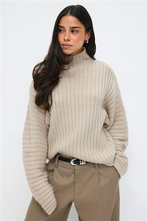 Gina Tricot - Chunky turtleneck knit sweater - Striktrøjer - Beige - M - Dame