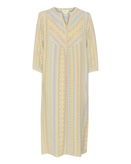 Cream Kjole 'Sola'  mørkebeige / lyseblå / lysegul