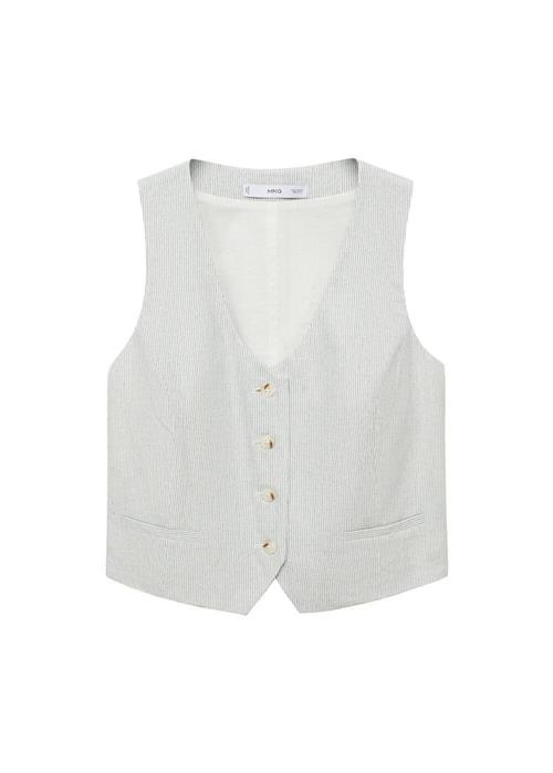 MANGO Jakkesætsvest 'Bali'  ecru / blå