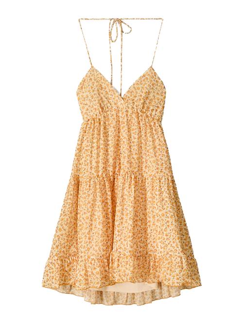 Bershka Sommerkjole  mørkebrun / gul / pastelgul / orange