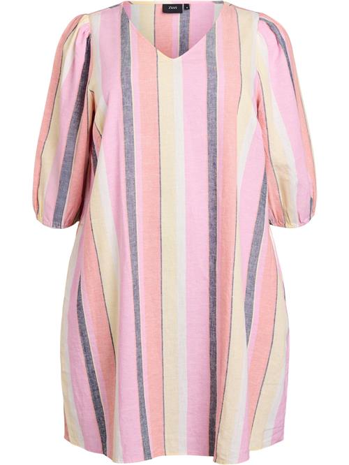 Zizzi Kjole 'Vlina'  lysegul / grå / orange / pink