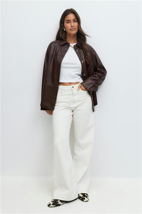 Gina Tricot - Pu shirt - Skjorter - Brun - XS - Dame