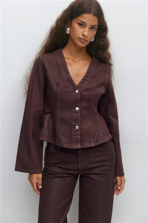 Gina Tricot - Coated denim jacket - Denim jakker - Rød - XS - Dame