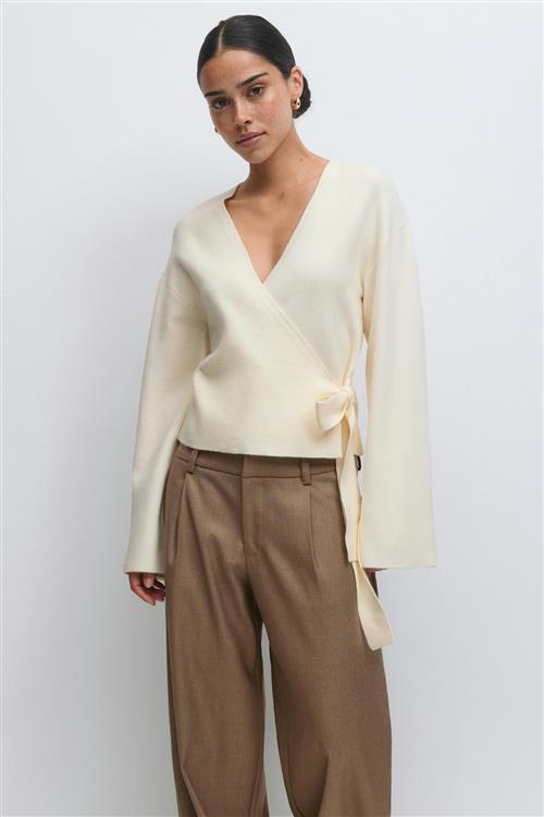 Gina Tricot - Knitted wrap cardigan - Cardigans - Hvid - M - Dame