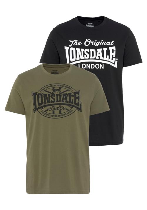 LONSDALE Bluser & t-shirts 'Morham'  oliven / sort / hvid