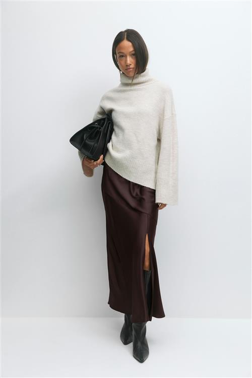 Gina Tricot - Satin skirt - satin nederdele - Brun - XS - Dame