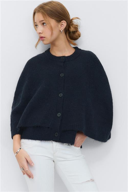 Gina Tricot - Y knitted cape cardigan - striktrøjer til piger 9–14 år - Blå - 9/11Y - Pige