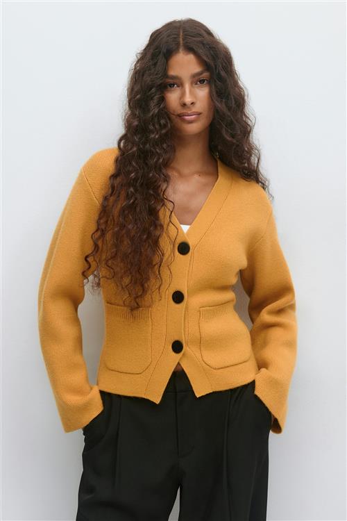 Gina Tricot - Shaped knitted cardigan - Cardigans - Gul - XS - Dame