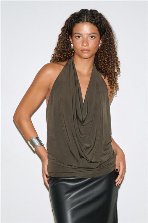 Gina Tricot - Waterfall top - Halterneck-toppe - Grøn - XL - Dame