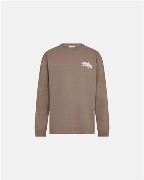 Langærmet t-shirt | 100 bomuld | Brun